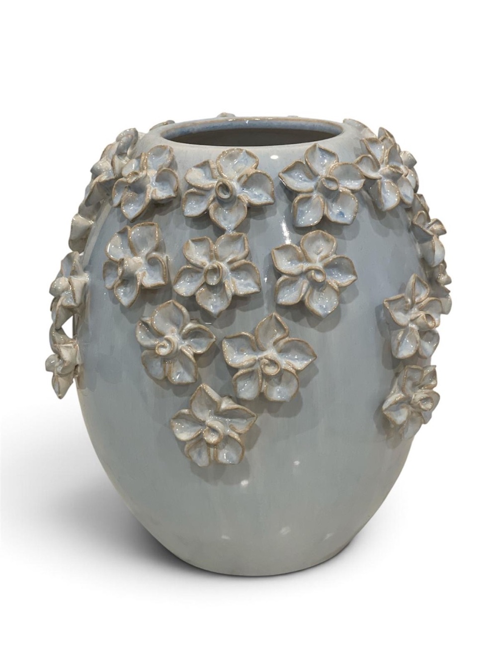 Decorative Floral Ceramic Vase - Light blue
